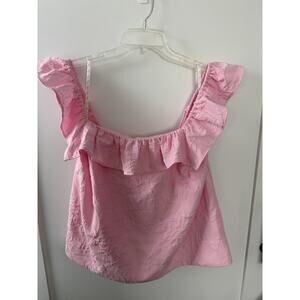 Lilly Pulitzer Zoya Ruffle Top Womens Size 14 Pink Sleeveless Summer